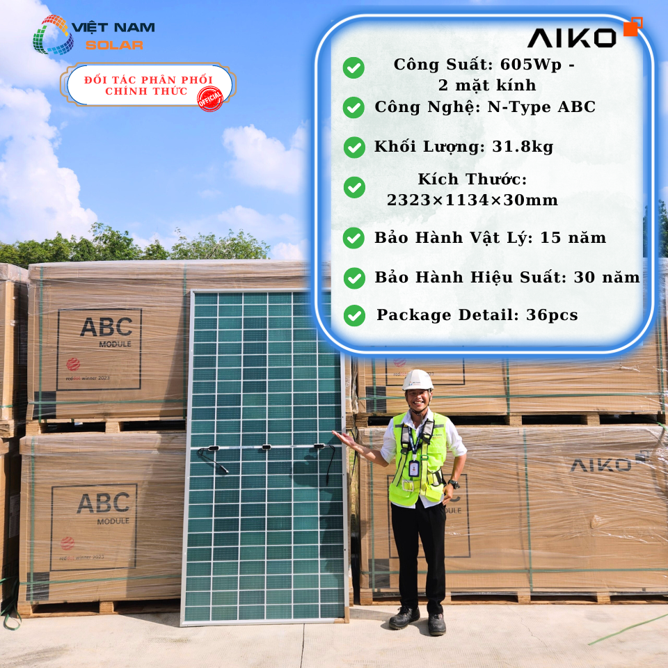 tam pin aiko 605wp vietnamsolar