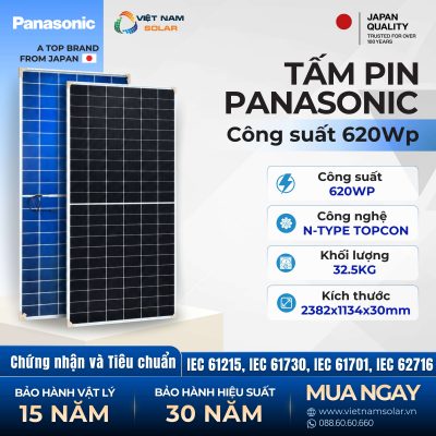 Tấm Pin Năng Lượng Mặt Trời Panasonic 620WP N-type Topcon