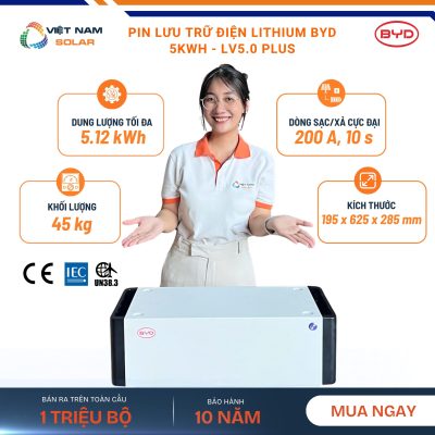 Battery-Box LV5.0 Plus - Pin Lưu Trữu Điện Lihtium BYD LV5.0 Plus 5kWh - 163.84 kWh