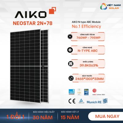 Tấm pin năng lượng mặt trời Aiko 760Wp - Neostar 2N+78