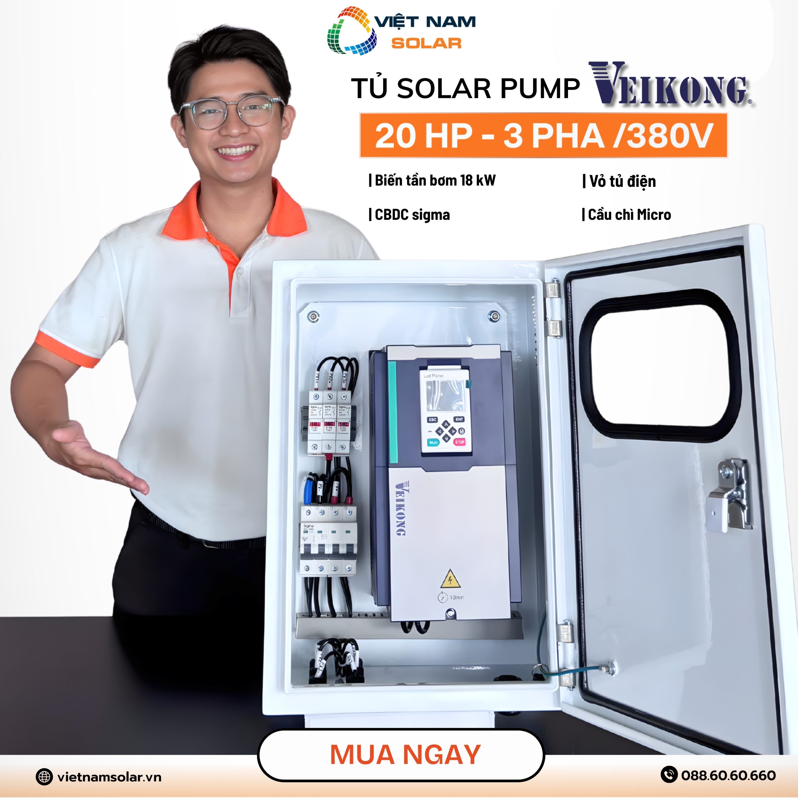 Combo Bơm Nước Năng Lượng Mặt Trời Cho Máy Bơm Công Suất 20HP – 15kW 5 bien tan bom 20hp 2 scaled