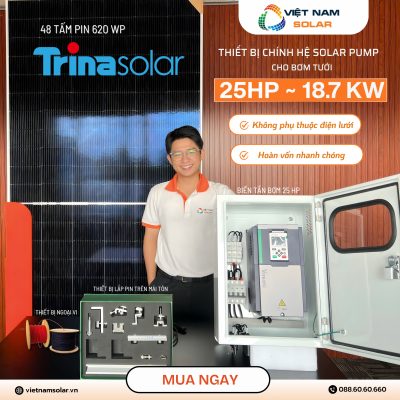 Combo Bơm Nước Năng Lượng Mặt Trời Cho Máy Bơm Công Suất 25HP – 18.7kW