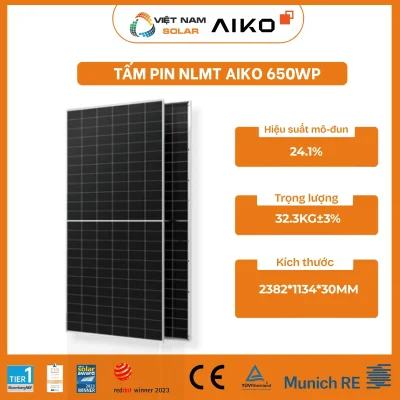 AIKO-G650-MCH72Dw -Tấm Pin NLMT Aiko 650WP - STELLAR 1N+72