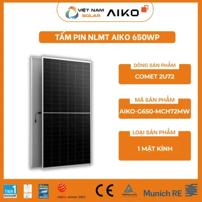 AIKO-G650-MCH72Mw - Tấm Pin NLMT Aiko 650WP - COMET 2U72