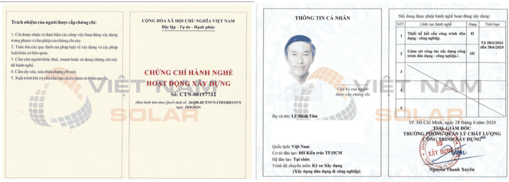chung chi hanh nghe 1 viet nam solar