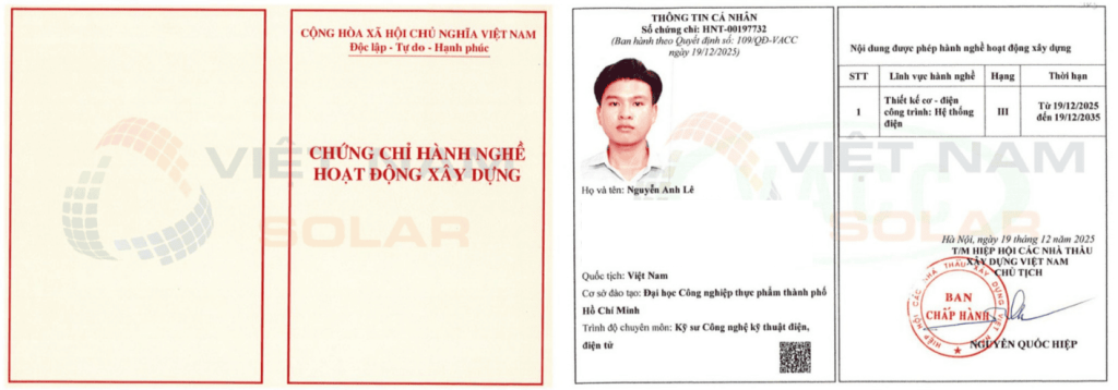 chung chi hanh nghe 2 viet nam solar