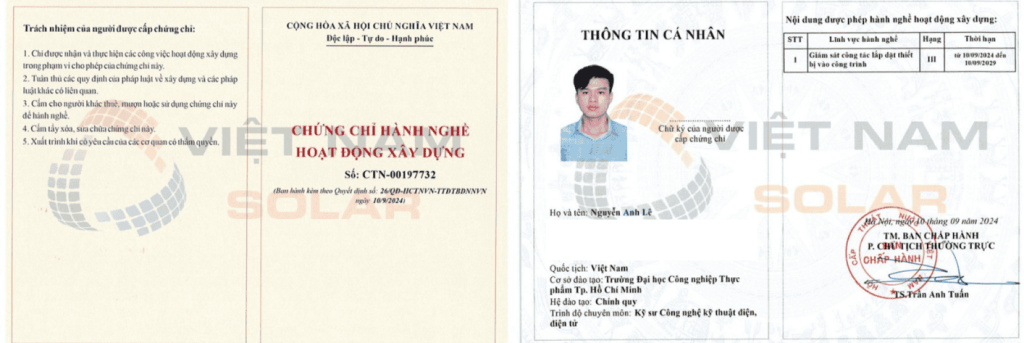chung chi hanh nghe 3 viet nam solar