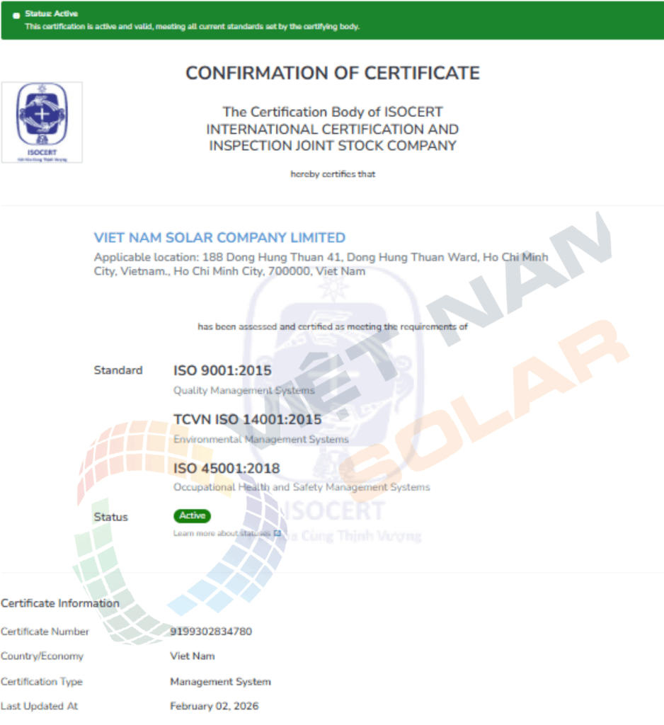 chung chi iaf viet nam solar
