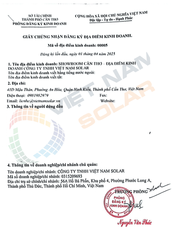 gpkd showroom can tho 1 viet nam solar